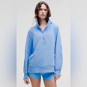 NWT Lululemon Scuba Oversized Funnel Neck Half Zip Long Aero Blue Jacket Size M